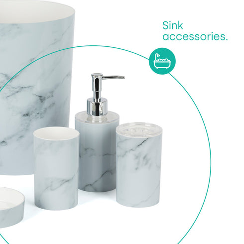 Bamboo Bathroom Set - White Marble